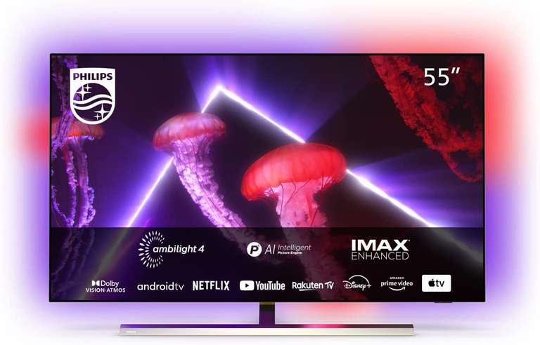 Philips "55OLED807/12" - 55 Zoll 4K OLED TV mit 4-seitigem Ambilight (120 Hz, HDMI 2.1, 2022) - neuer Bestpreis