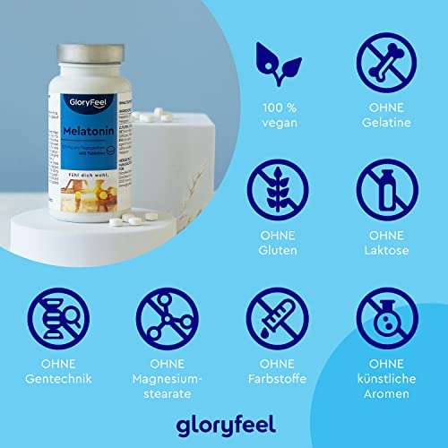 gloryfeel Melatonin - 400 Tabletten - 0,5 mg bioaktives Melatonin pro Kapsel