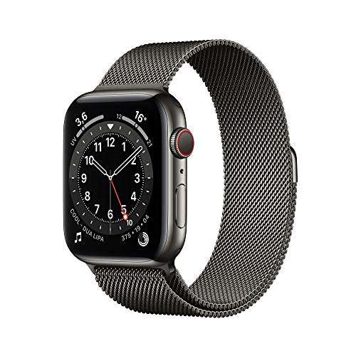 Apple Watch Series 6 (GPS + Cellular), 44mm Edelstahl graphit mit Milanaise-Armband graphit