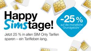 3 Happy Simstage -25 % ein Tarifleben lang SIM Only