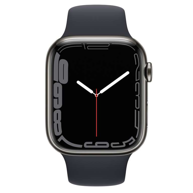 Apple Watch Series 7 45 mm Cellular Graphit Edelstahl mit Dark Ink Sportarmband