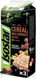 Isostar Energieriegel Cereal Max Haselnuss Schokolade oder Apfel Aprikose, 165 g (3x55g)