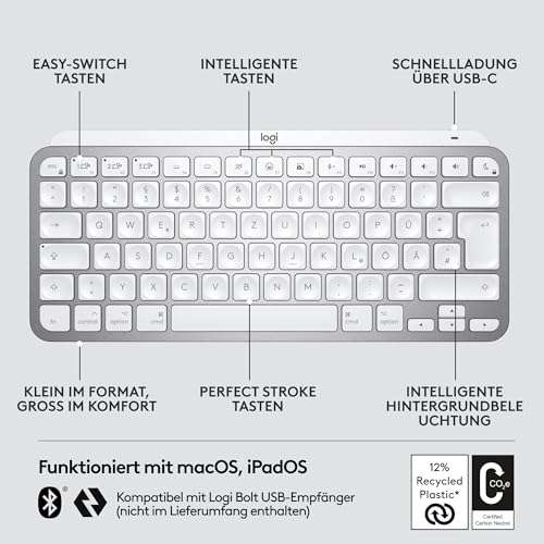Logitech MX Keys Mini for Mac - Minimalistische kabellose Tastatur