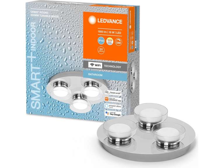 LEDVANCE SMART+ WiFi Orbis Wall Round, smarte Badezimmer-Deckenleuchte, Ø 30 cm