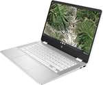 HP Chromebook x360 14a-ca0219ng (14 Zoll / HD Touch) 2in1 Laptop (Intel Celeron N4020, 64GB eMMC, 4GB LPDDR4, ChromeOS, QWERTZ) Silber/Weiß