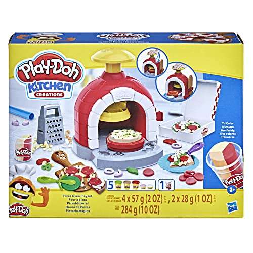Play-Doh Kitchen Creations Pizzabäckerei Spielset mit 6 Dosen 8 Accessoires