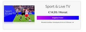 Sky X Sport & Live TV streamen für € 14,99 / Monat