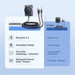 UGREEN Aux Bluetooth 5.4 Auto Adapter, Multifunktionstaste, Wireless Musik, Dualverbindung, RGB Umgebungslicht