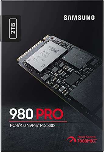 Samsung 980 PRO 2 TB PCIe 4.0 (bis zu 7.000 MB/s) NVMe M.2 (2280) Internes Solid State Drive (SSD) (MZ-V8P2T0BW)