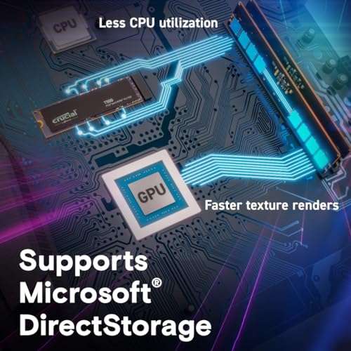 Crucial T500 SSD 1TB PCIe Gen4 NVMe M.2 Interne SSD, bis 7300MB/s