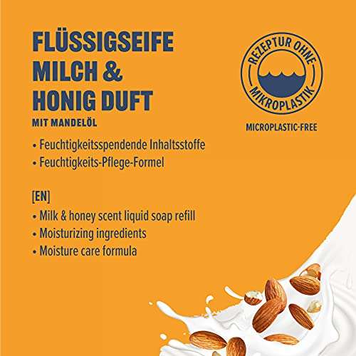 2x 500ml Amazon Essentials by Amazon Flüssigseife, "Milch & Honig" od. "Senstive - Aloe Vera"