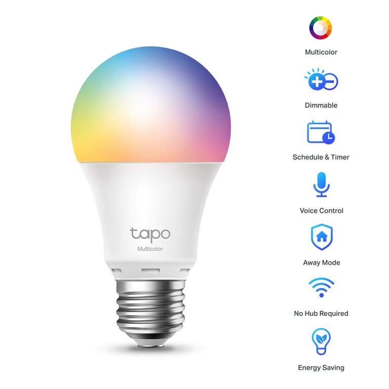 TP-Link Tapo L530E, Wi-Fi-Smart-LED-Lampe, mehrfarbig, verstellbar, E27, 8,7 W 806 lm 2er Pack