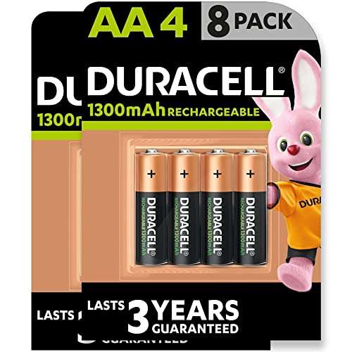 Duracell Rechargeable AA 1300 mAh Mignon Akku Batterien HR6, 8er Pack