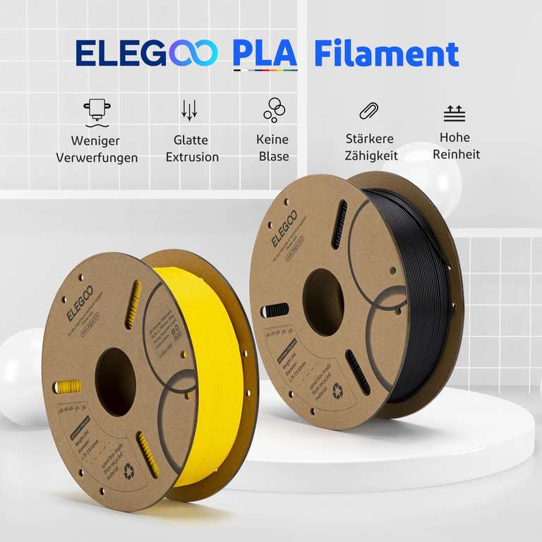ELEGOO PLA+ Filament 1.75mm Weiß 4KG