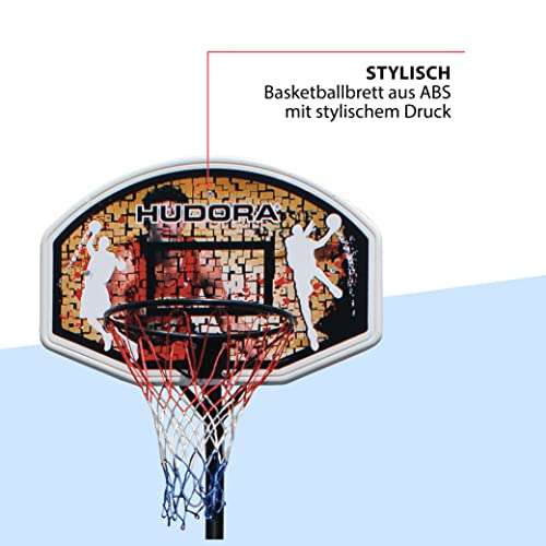 HUDORA Basketballständer Chicago 260 - Basketballkorb mit Ständer für Kinder und Erwachsene - Höhenverstellbar 206 x 290 cm