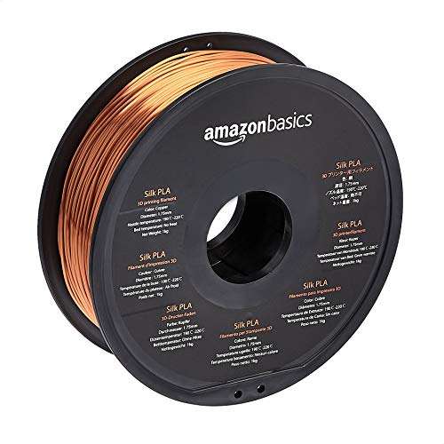 [Prime] Amazon Basics 3D-Drucker-Filament aus SILK-PLA-Kunststoff, 1,75 mm, 1-kg-Spule, kupferfarben