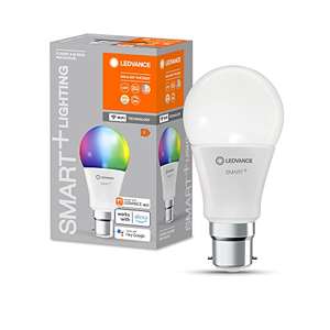 LEDVANCE Smarte LED-Lampe mit WiFi-Technologie für B22d RGBW-Farben änderbar, 60W-Leuchtmittel, 4-er Pack