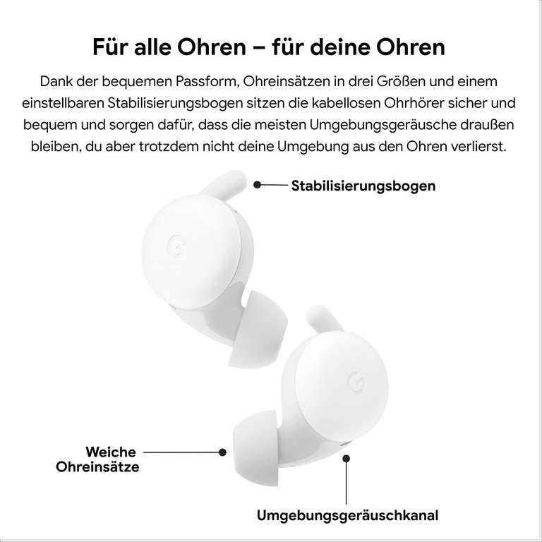 Google Pixel Buds A-Series – Kabellose Kopfhörer, Dark Olive / Schwarz / Weiß