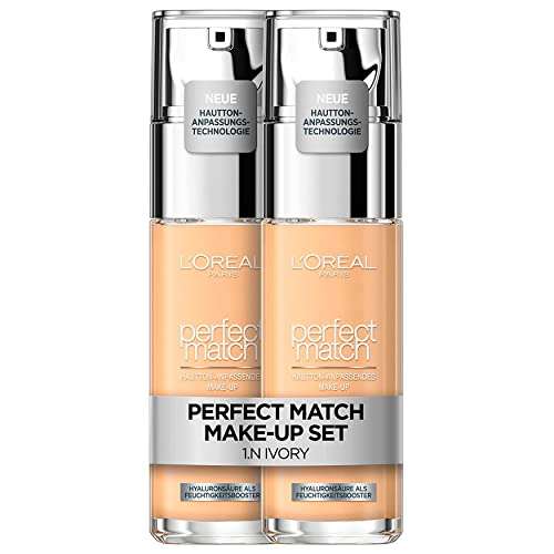 L'Oréal Paris Make up im Doppelpack, Perfect Match Make-Up, Nr. 1.N Ivory, 2 x 30 ml
