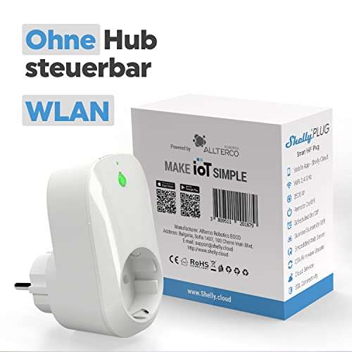 Shelly "Plug Smart Home" Stecker 110-230V (Steuern & Messen von Geräten per App & WLAN)