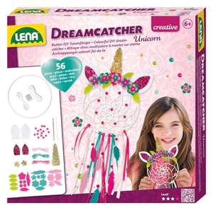 Lena 42701 - Bastelset Dreamcatcher Einhorn, 56 Teile Komplettset zum Traumfänger basteln