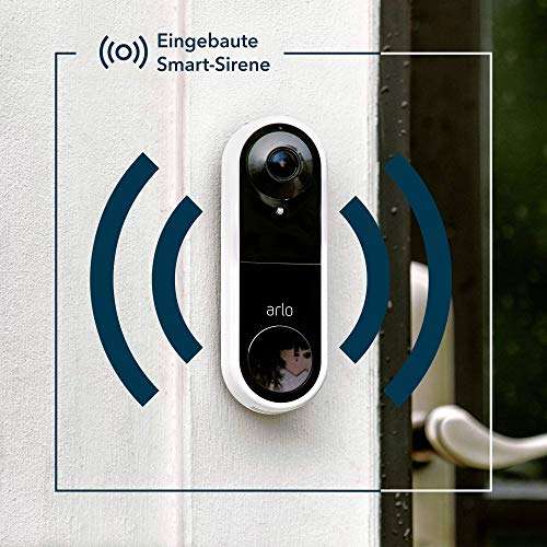 Arlo Video Doorbell, 1080p, 25% größeres Sichtfeld, WLAN, Bewegungsmelder, 2-Wege-Audio, Sirene, Nachtsicht