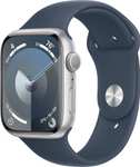Apple Watch Series 9 45mm GPS Aluminiumgehäuse Silber mit Sportarmband Sturmblau [Abholung Wien]