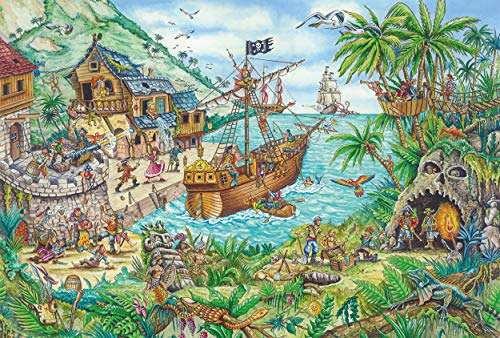 Schmidt Spiele 56330 In der Piratenbucht, inklusive Piratenflagge, Kinderpuzzle, 100 Teile