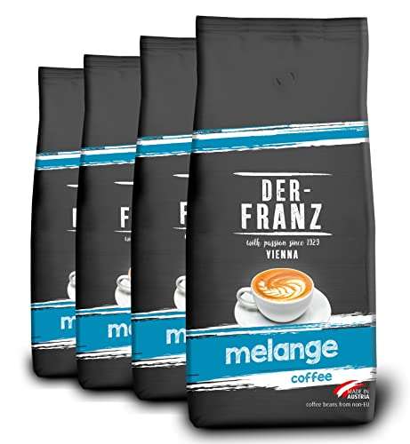 DER-FRANZ Melange Kaffee, Ganze Bohne, 1000 g (4er-Pack)