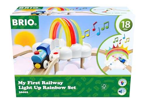 BRIO 36002 Mein erstes Bahn Regenbogen Set - Aufregendes Eisenbahn-Spiel mit kindgerechten Licht- und Soundeffekten