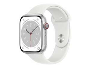 Apple Watch Series 8 GPS+Cellular 45mm Silber Aluminium (Weißes Silikon Armband)