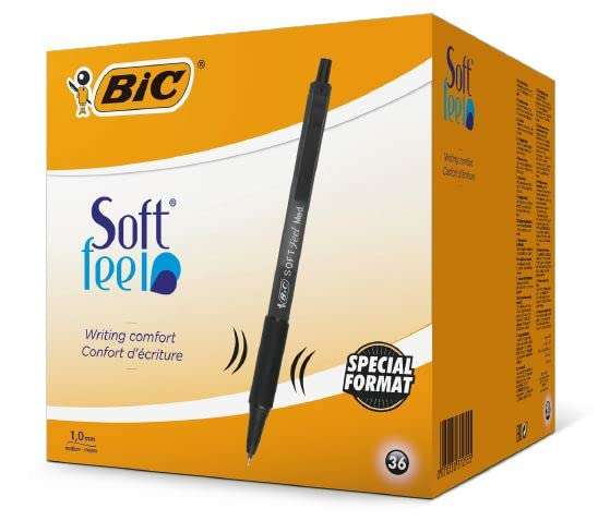 BIC Soft Feel Druckkugelschreiber Medium - Schwarz, 36er Pack