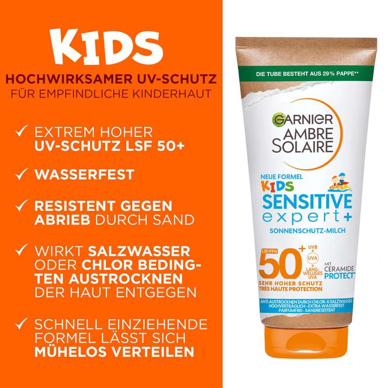 Garnier Sonnenschutzmilch 50+ - Kinder Preisjäger für LSF 175ml mit