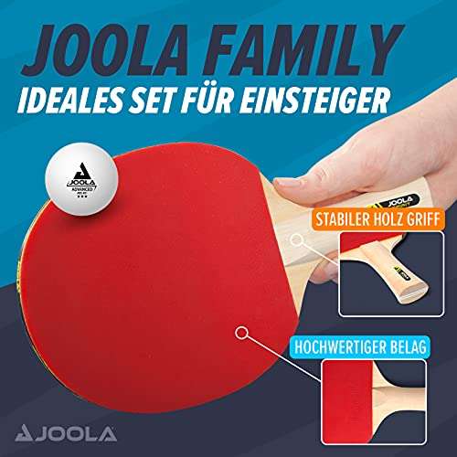 JOOLA Tischtennis-Set Family mit 4 Tischtennisschlägern, 10 Tischtennisbällen und Tragetasche