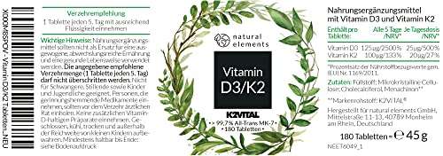 Vitamin D3 + K2 Depot - 180 Tabletten/ 5000 IE Vitamin D3