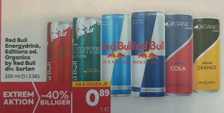 Red Bull ab 6 Stk. je 89 Cent beim Billa/Plus 02.02.-08.02.