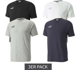 3er Pack PUMA team FINAL Casuals Herren Kurzarm-Shirt mit dryCELL in Weiß, Schwarz, Dunkelblau oder Grau
