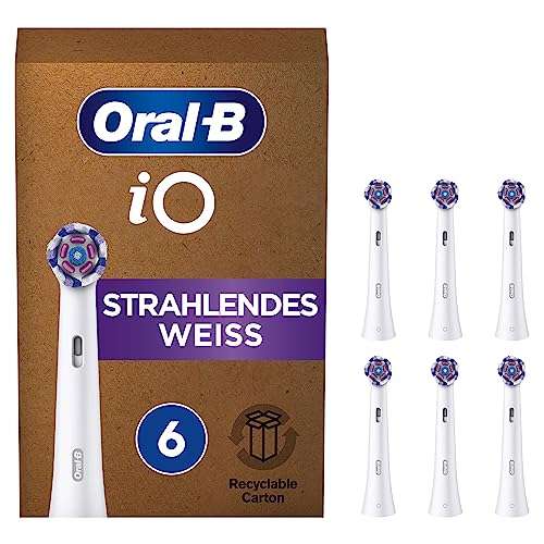 Oral-B iO Strahlendes Weiss Aufsteckbürsten für elektrische Zahnbürste, 6 Stück