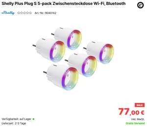 Shelly Plus Plug S 5-pack für 77 Euro inkl. Versand (15,4 pro Stück)