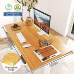 Flexispot Basic Plus - Höhenverstellbarer Schreibtisch mit Ladebuchsen inkl. Ahorn-Tischplatte, 100x60cm