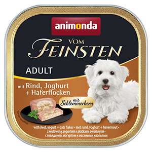 animonda Vom Feinsten Adult Hundefutter, Nassfutter für ausgewachsene Hunde, Schlemmerkern mit Rind, Joghurt + Haferflocken, 22 x 150 g