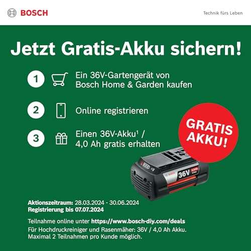 Bosch Rasenmäher EasyRotak 36-550 (ohne Akku, 36 Volt, Schnittbreite: 38 cm, Rasenflächen bis 550 m2, im Karton)