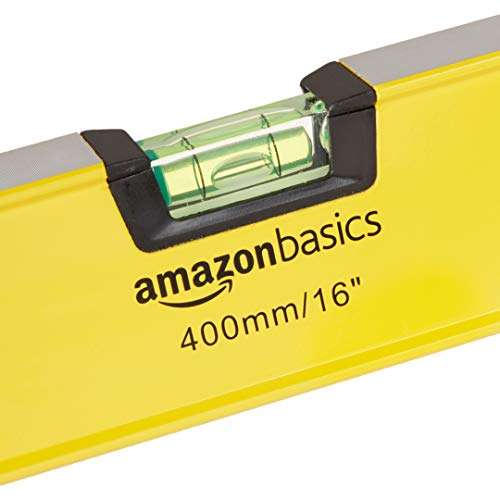 Amazon Basics - Magnetische Wasserwaage aus stoßfester Aluminiumlegierung, 180/90/45 Grad Blasen, 40,6cm