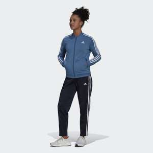 adidas Essentials 3-Streifen Damen-Trainingsanzug, blau od. rot