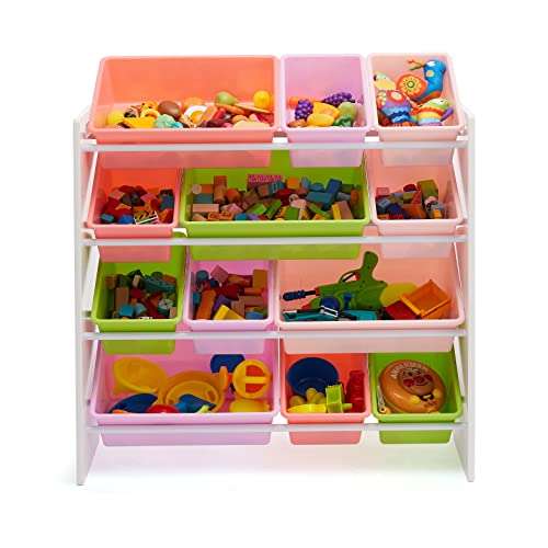 Amazon Basics Aufbewahrung für Kinderspielzeug, Spielzeug-Organizer mit 12 Plastikbehältern
