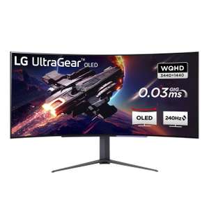LG Electronics 45GR95QE-B UltraGear Gaming Monitor 45" (113 cm), Curved, OLED, 3440 x 1440, 21:9, WQHD 1440p, 98,5% DCI-P3, HDR10, 240Hz