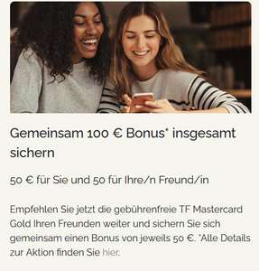 [KwK] 50 € Gutschrift - TFBank TF Mastercard Gold Credit für Neukunden und Werber