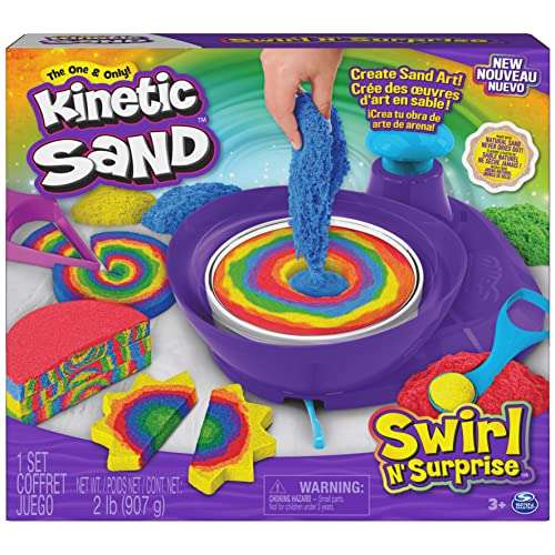 Kinetic Sand Swirl 'n Surprise Set - mit 907 g original Kinetic Sand in vier Farben und Drehscheibe