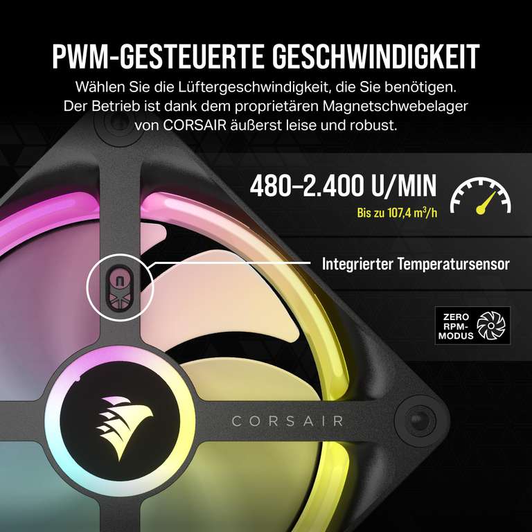 Corsair iCUE LINK QX120 RGB 120mm Magnetic Dome RGB Fans