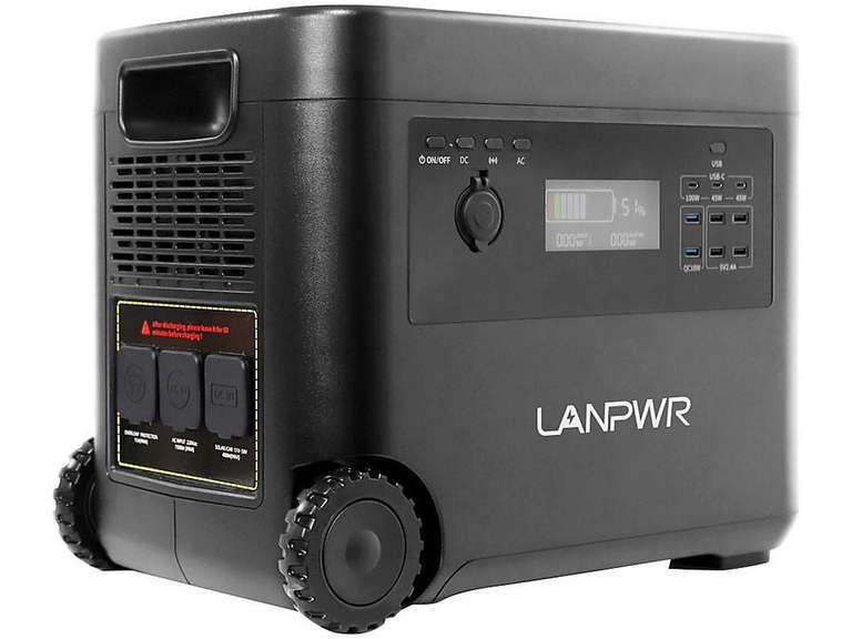 LANPWR 2160Wh Powerstation mit LifePo4 Batterie, 2500W AC Leistung, 15W Kabelloses Aufladen, 14 Ausgänge